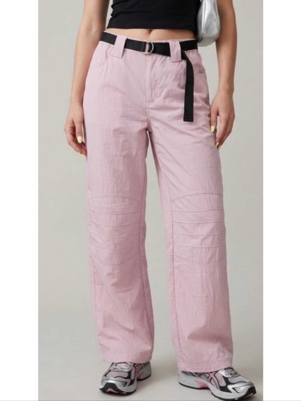 Urban Outfitters Silence + Noise light pink wide-leg nylon pants